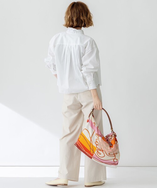 美品 25SS 23区 ニジュウサンク 洗える CANCLINI クロップド テントライン シャツ ブラウス 38サイズ ブルー レディース 古着 中古 USED 23区（ニジュウサンク） ブラウス シャツ 「洗える」CANCLINI