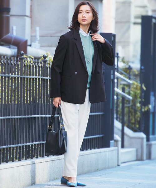 美品 25SS 23区 ニジュウサンク 洗える CANCLINI クロップド テントライン シャツ ブラウス 38サイズ ブルー レディース 古着 中古 USED 23区（ニジュウサンク） ブラウス シャツ 「洗える」CANCLINI