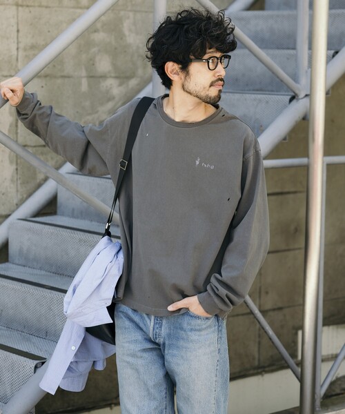 Firsthand ダメージ加工ロングスリーブTシャツ 2枚セット M Firsthand（ファーストハンド） tシャツ ダメージ加工 ワンポイント