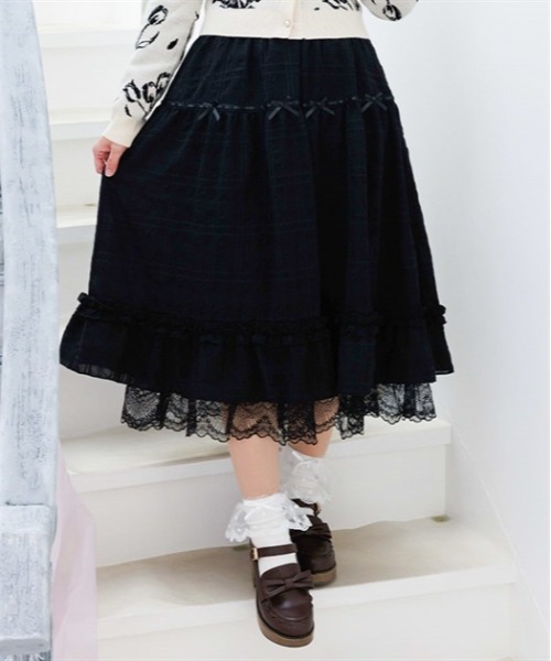 axes femme POETIQUE スカート シアーチェックティアード