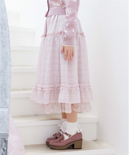 axes femme POETIQUE スカート シアーチェックティアード