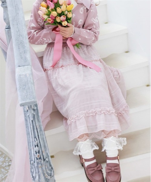 axes femme POETIQUE スカート シアーチェックティアード