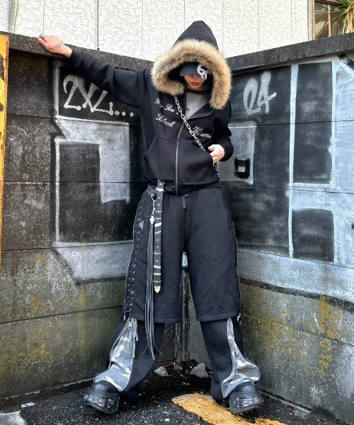 XU パーカー 「Never mind the XU」 fur zip up hoodie / 「ネバー