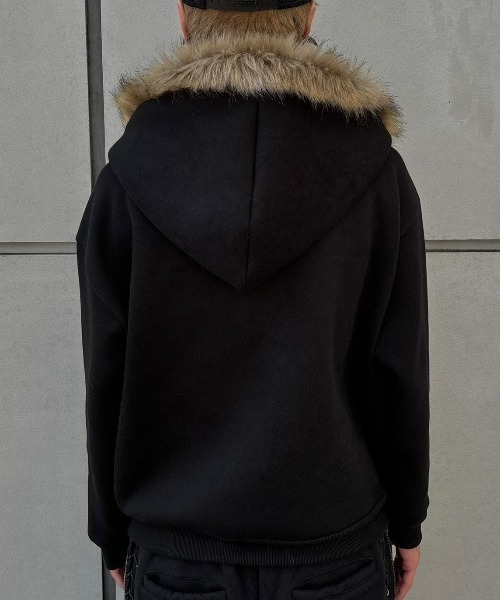 XU パーカー 「Never mind the XU」 fur zip up hoodie / 「ネバー