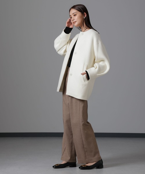 NANO universe（ナノ・ユニバース） ノーカラーコート M ブラック