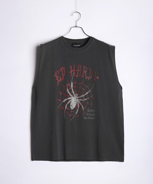 Ed Hardy グラフィックタンクトップ オリーブグリーン Ed Hardy タンクトップ EdHardy ピグメント加工 ビッグ