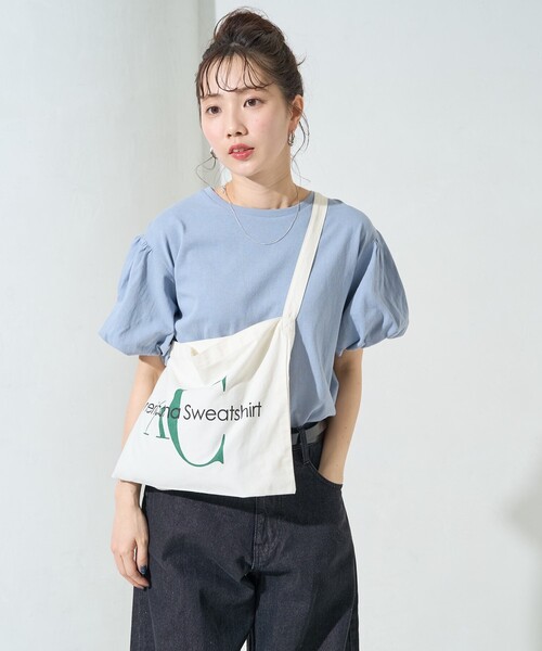 BORDERS at BALCONY ワッペン付き 半袖 パフスリーブ Tシャツ BORDERS at BALCONY(ボーダーズアットバルコニー) PUFF SLEEVE TEE