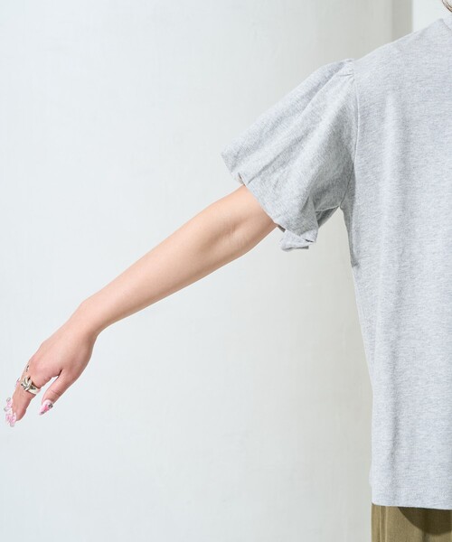 美品！ホワイト パフスリーブ Tシャツ ストライプ AMBIDEX Store △○連シルフライス パフスリーブTシャツ(F
