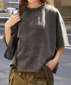 tシャツ ヴィンテージ加工ショート丈半袖スウェットカットソー レディース メンズ