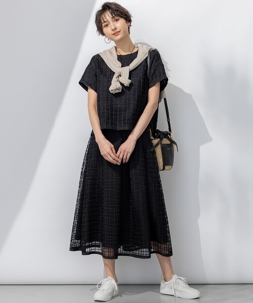 スカート 「洗える」Broche チェックレース スカートの画像