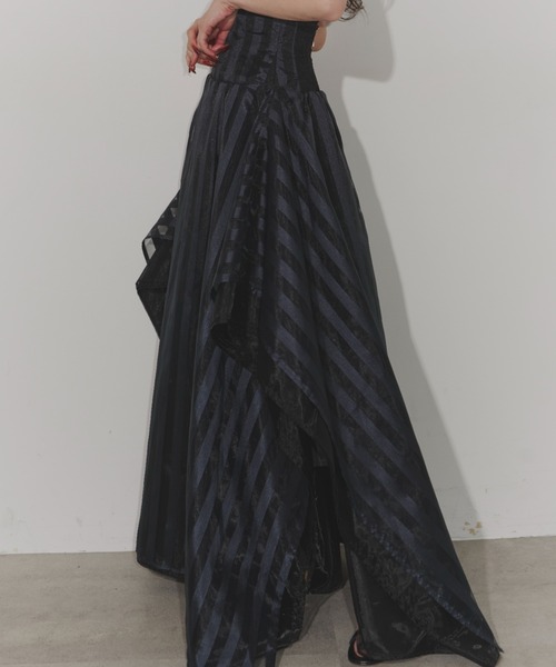 Chris TROIS. スカート Many layers stripe volume skirt