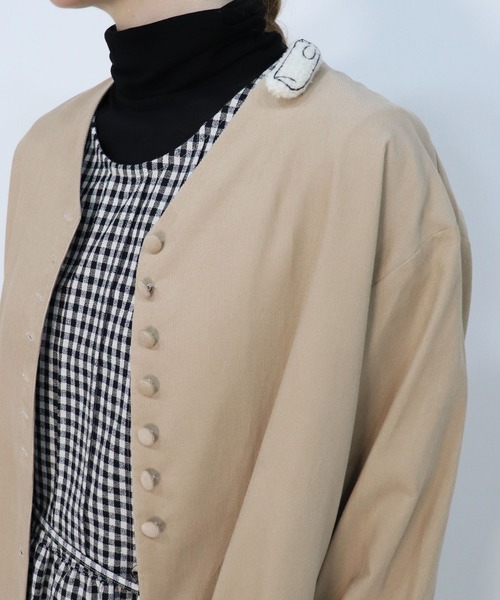 haupia（ハウピア） ノーカラーコート MEDIUM ブラック レディース