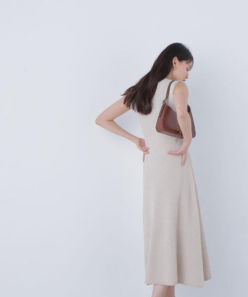 NATURAL BEAUTY BASIC ワンピース フリンジツイードニット