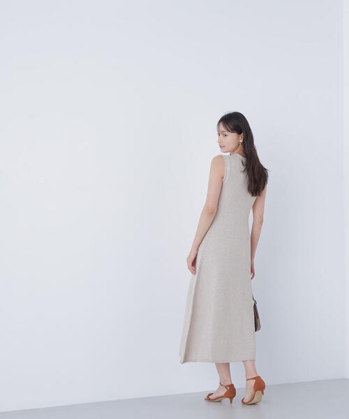 ナチュラルビューティーベーシック　フリンジツイードニットワンピース NATURAL BEAUTY BASIC ワンピース フリンジツイードニット