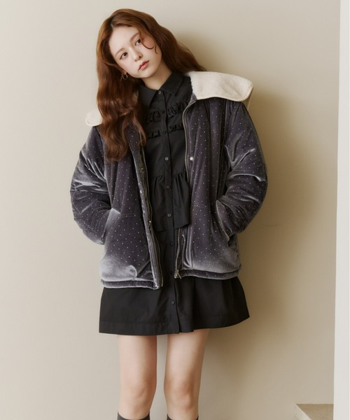 Olu.（オルドット） ブルゾン アウター ラインストーンボアブルゾン