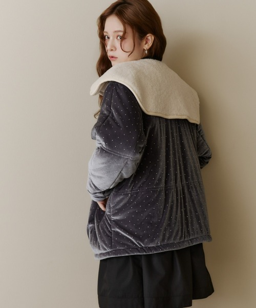 ラインストーンボアブルゾン　Olu. ラインストーンボアブルゾン