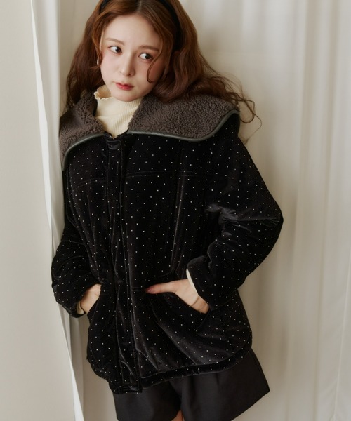 Olu.（オルドット） ブルゾン アウター ラインストーンボアブルゾン