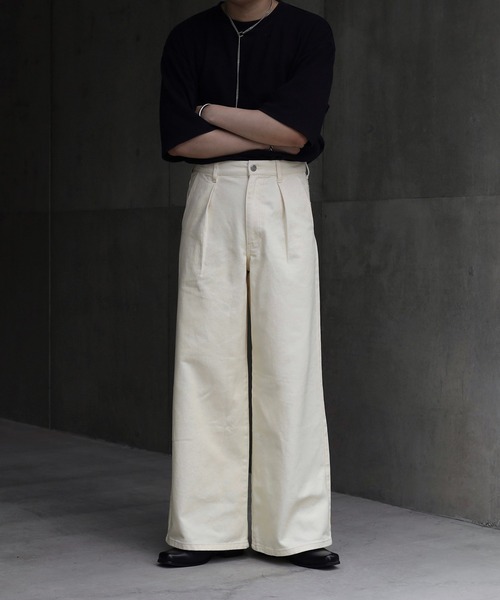 「CALLNE」 デニムパンツ M オフホワイト メンズ
