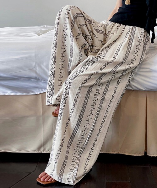 パンツ ボタニカル柄ワイドパンツ レディース : ZOZOTOWN Yahoo