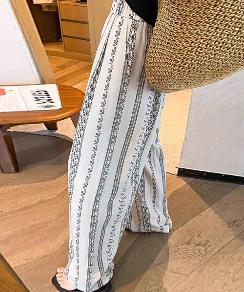 パンツ ボタニカル柄ワイドパンツ レディース : ZOZOTOWN Yahoo