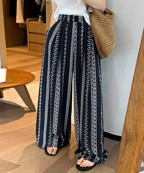 パンツ ボタニカル柄ワイドパンツ レディース : ZOZOTOWN Yahoo