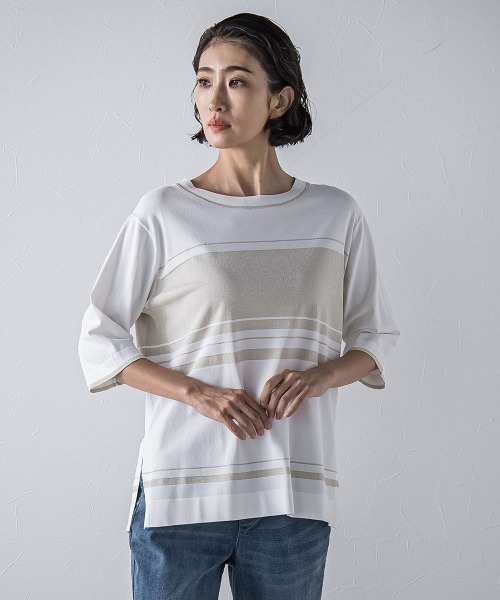 ラエフ（la．f．．．）/配色ラメボーダーニット≪手洗い可能≫ la.f（ラ・エフ） ニット セーター 配色ラメボーダーニット「手洗い