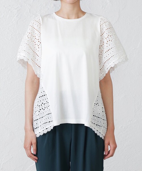 「EPOCA THE SHOP」 半袖ブラウス 38 ホワイト レディース_画像5