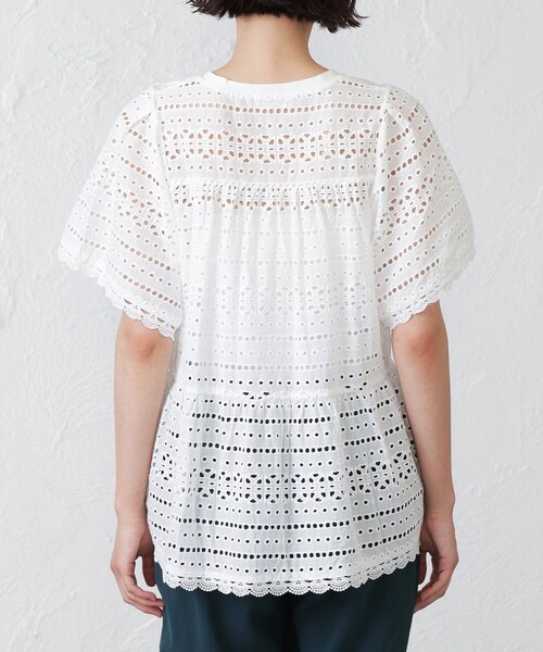 「EPOCA THE SHOP」 半袖ブラウス 38 ホワイト レディース_画像8