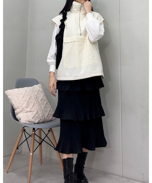 ベスト ジレ 「＆soiree」ハーフジップ中綿アノラックベスト レディース | ＆soiree | 10