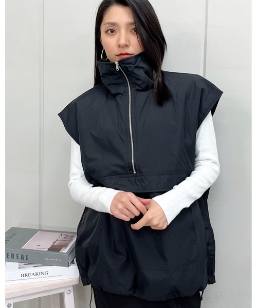 ベスト ジレ 「＆soiree」ハーフジップ中綿アノラックベスト レディース | ＆soiree | 17