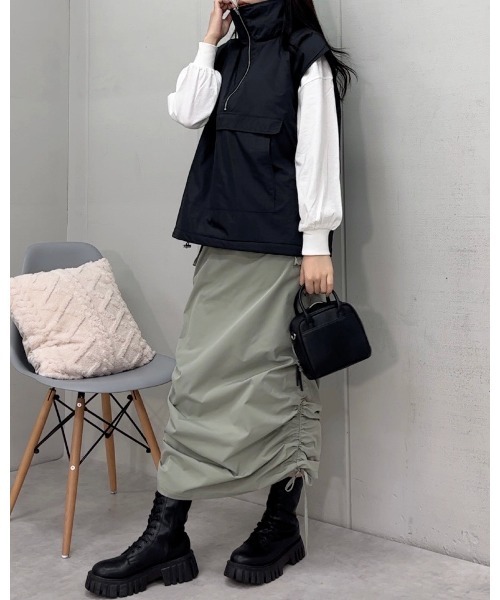 ベスト ジレ 「＆soiree」ハーフジップ中綿アノラックベスト レディース | ＆soiree | 21