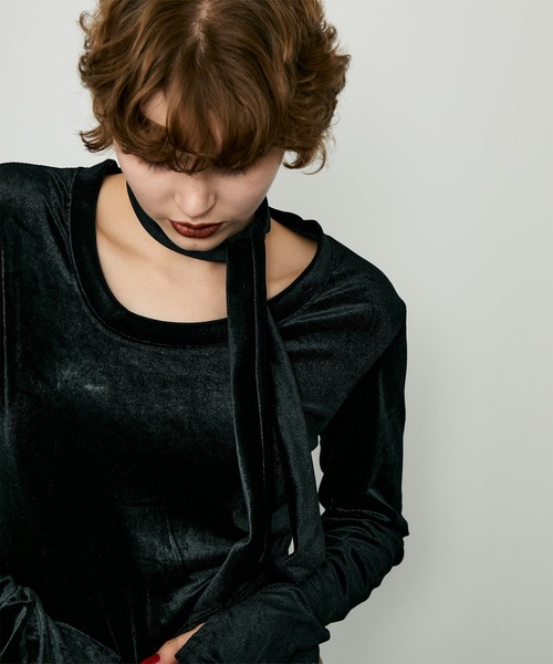 uyu. tシャツ チョーカー付きベロアトップス レディース : ZOZOTOWN