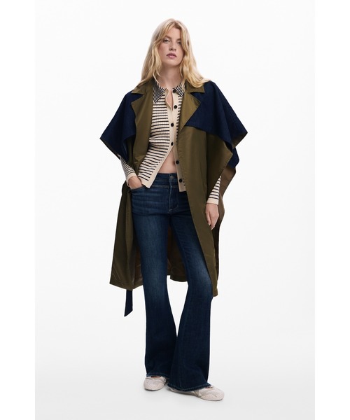 Desigual（デシグアル） ポンチョ トレンチスタイルのバイマテリアル