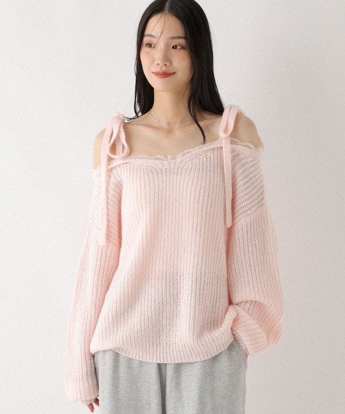 Heather（ヘザー） ニット セーター レースドッキングニット 599319