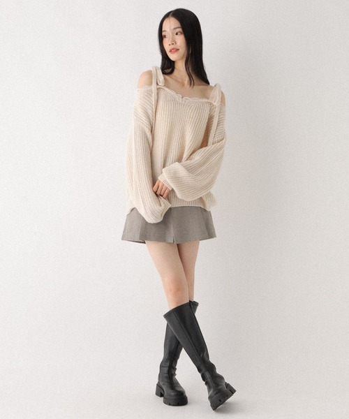 Heather（ヘザー） ニット セーター レースドッキングニット 599319