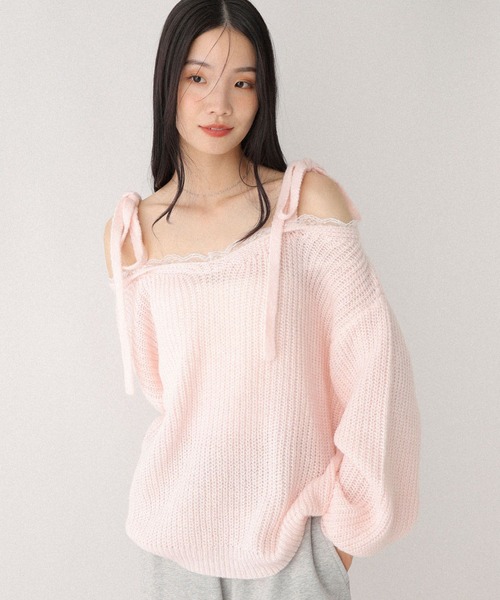 Heather（ヘザー） ニット セーター レースドッキングニット 599319