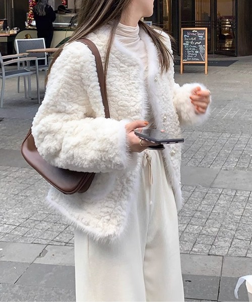 Cygne モコモコジャケット ホワイト Champion チャンピオン フリース