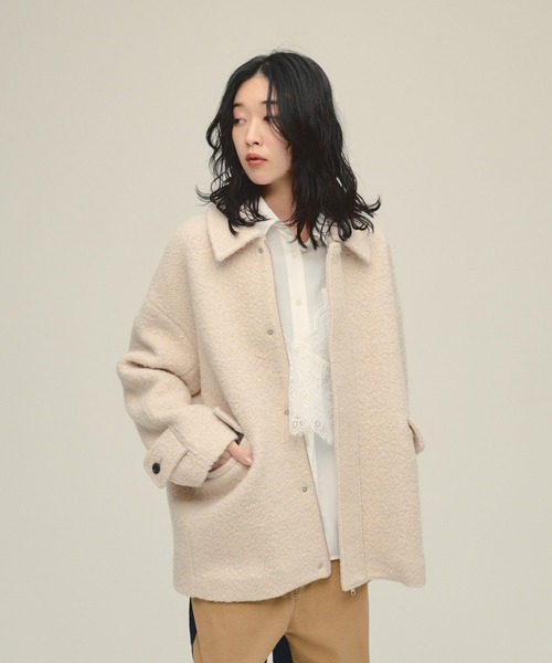 ステンカラーコート コート 「eL」Boucle Zip Coat/580998 レディース
