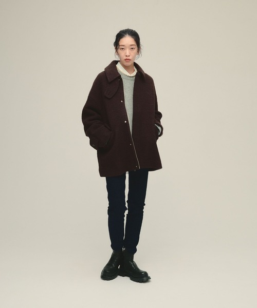 【eL】Boucle Zip Coat ステンカラーコート コート 「eL」Boucle Zip Coat/580998 レディース