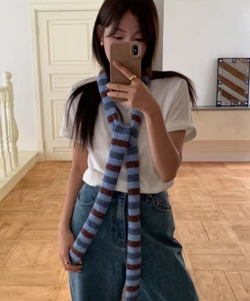 マフラー ストール Y2K細ボーダーマフラー レディース : ZOZOTOWN