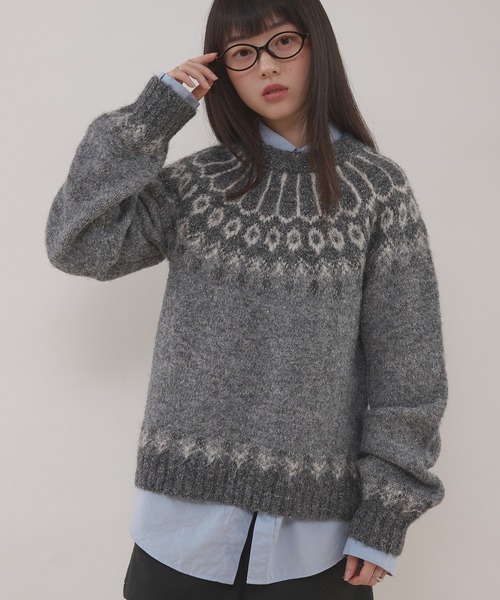 MUHET（ミュエータ） ニット セーター glitter nordic pattern knit
