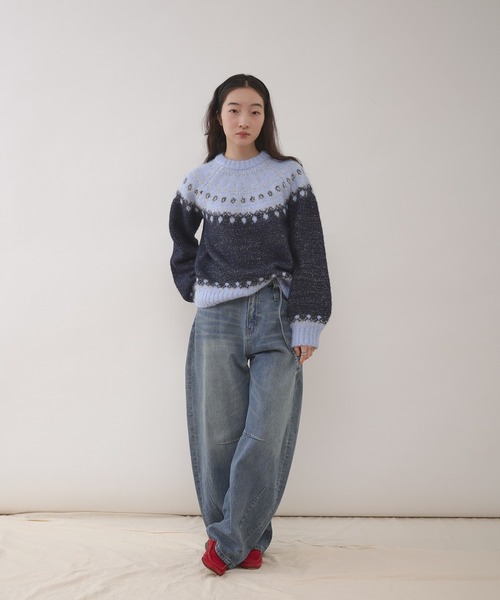 MUHET（ミュエータ） ニット セーター glitter nordic pattern knit