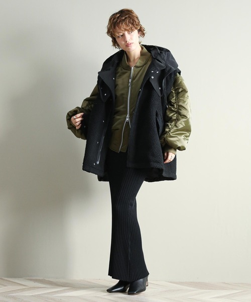 The rejoice コート アウター ボア切替テントラインコート レディース