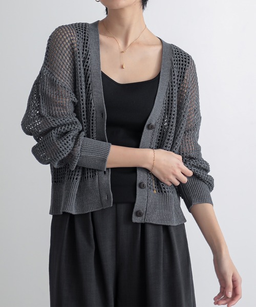 「for/c」 カーディガン L チャコール レディース_画像3