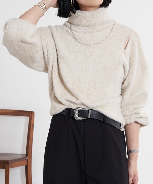 「SHENERY」 タートルネックニット FREE ブラック レディース_画像2