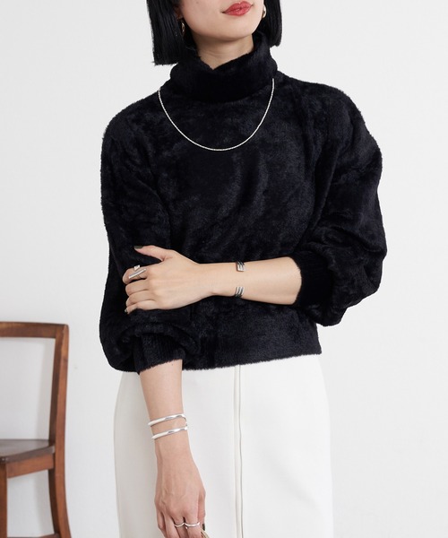 「SHENERY」 タートルネックニット FREE ブラック レディース_画像3