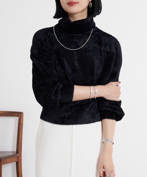 「SHENERY」 タートルネックニット FREE ブラック レディース_画像4