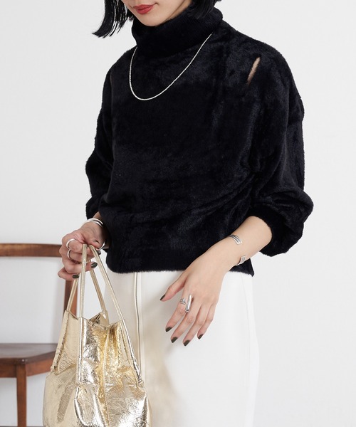 「SHENERY」 タートルネックニット FREE ブラック レディース_画像7