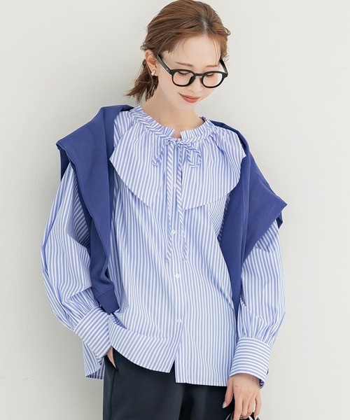 coca（コカ） ブラウス シャツ 襟フリルオーバーサイズシャツ