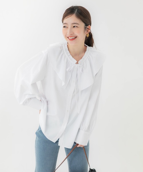 coca（コカ） ブラウス シャツ 襟フリルオーバーサイズシャツ
